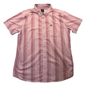 RVCA Slim Fit Button-Down Shirt Men's Size XL Pink Pattern Short Sleeve Collared